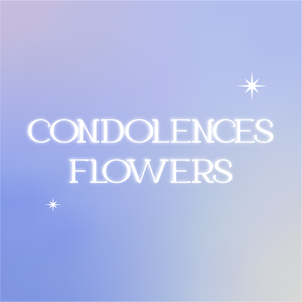 Elegant 'Condolences Flowers' design, ideal for sending sympathy floral arrangements through delivery services