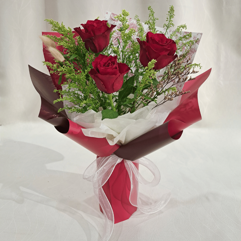 3 Fresh Roses Bouquet (Red)
