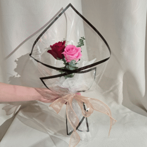 2 Fresh Roses Bouquet (Transparent)