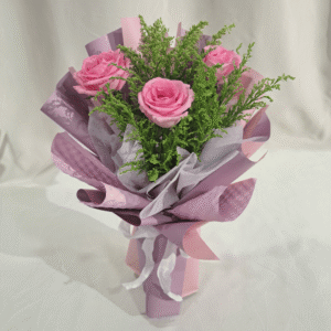 3 Fresh Roses Bouquet (Pink/Purple)