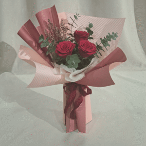 3 Fresh Roses Bouquet (Brown)