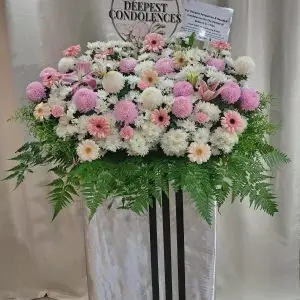 Softest Pink & White Memorial Floral Stand Box