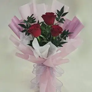 Gentle Flame 3 Roses Bouquet