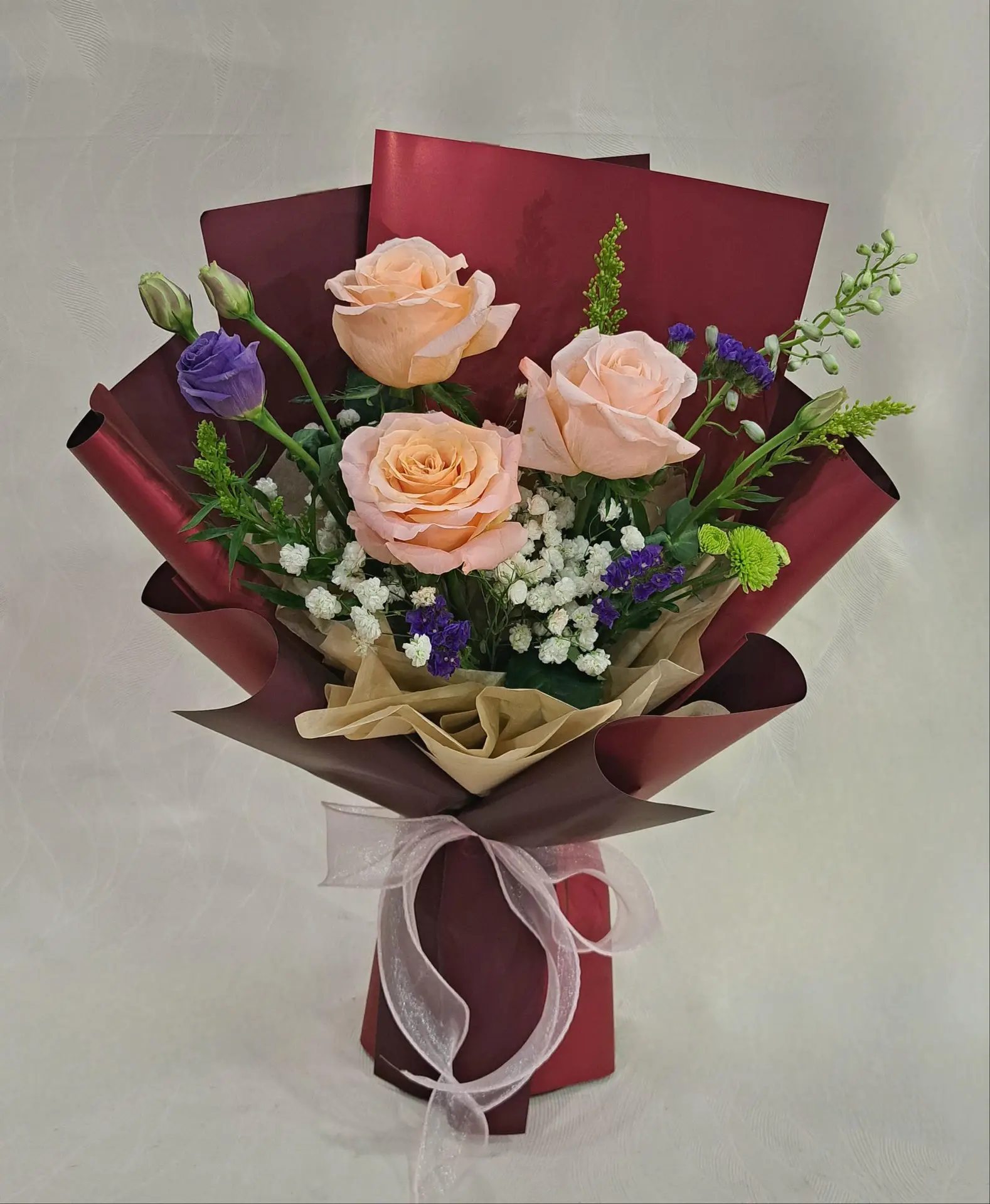 Peach Whisper 3 Roses Bouquet