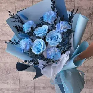 Ice Blue Charm Soap Flower Bouquet